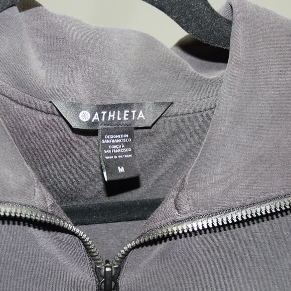 Athleta Seasoft 1/4 Zip Bubble Hem Sweatshirt Black Size Medium - Picture 5 of 11
